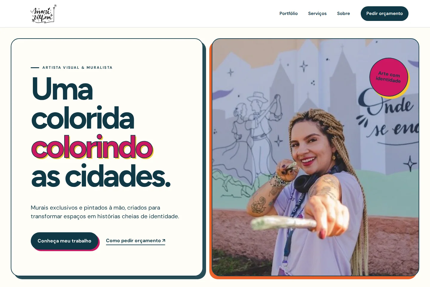 Primeira tela do site Mari Vilhosa
